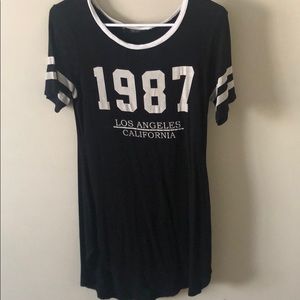 Black and white t-shirt dress.